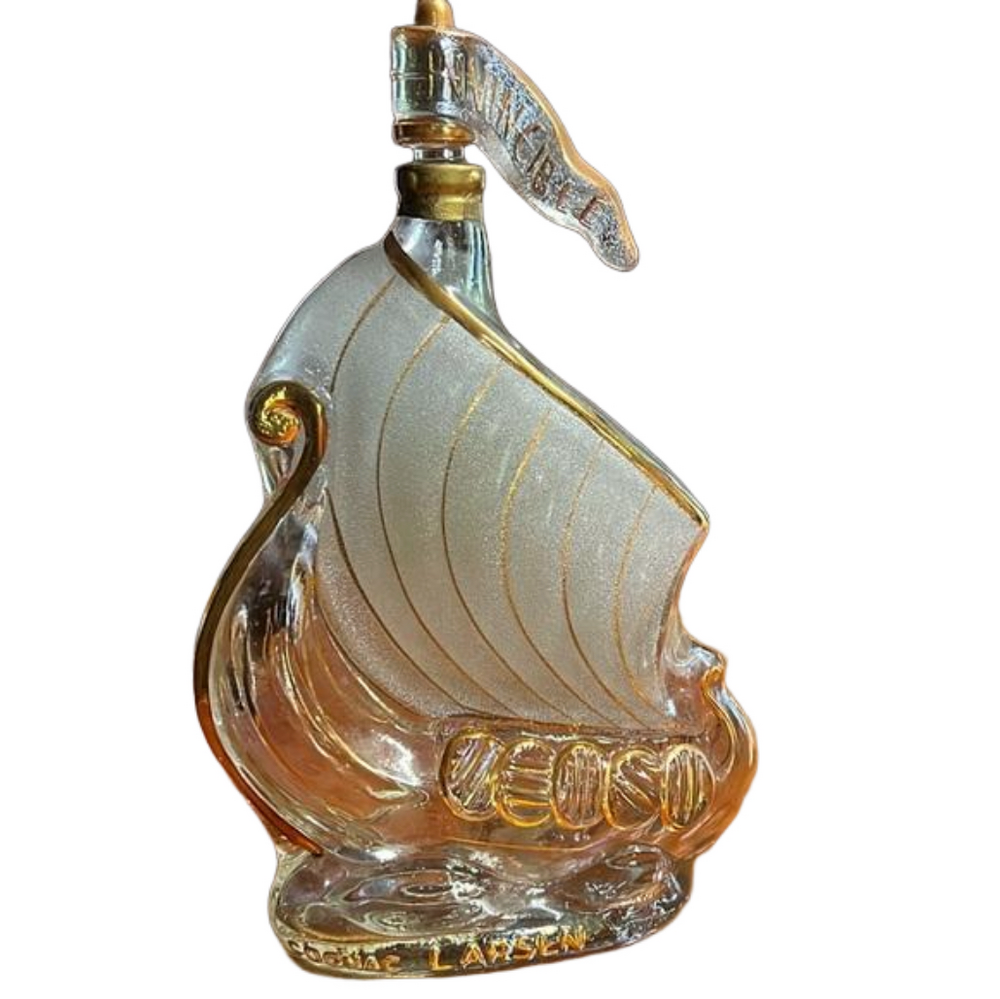 Vintage Larsen Cognac Decanter with Stopper, Viking Ship Shape, France 1960s